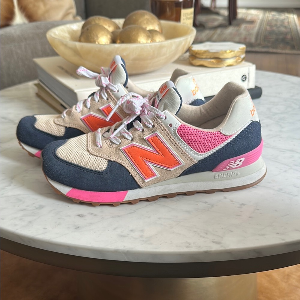 New Balance Women's Sneakers - Navy, Pink, and Orange